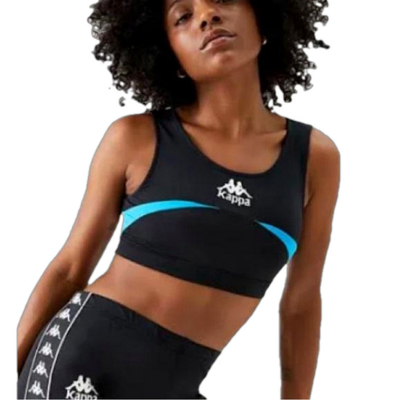 Kappa Black Blue Pink Football Efin Sports Bra Size Small - Picture 2 of 9